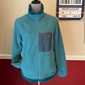 Patagonia Fleece Seaport Blue REVERSIBLE Sweater Jacket *EUC*